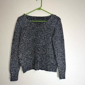 Eileen Fisher Black and White Marled Pullover Crew Neck Sweater Sz S